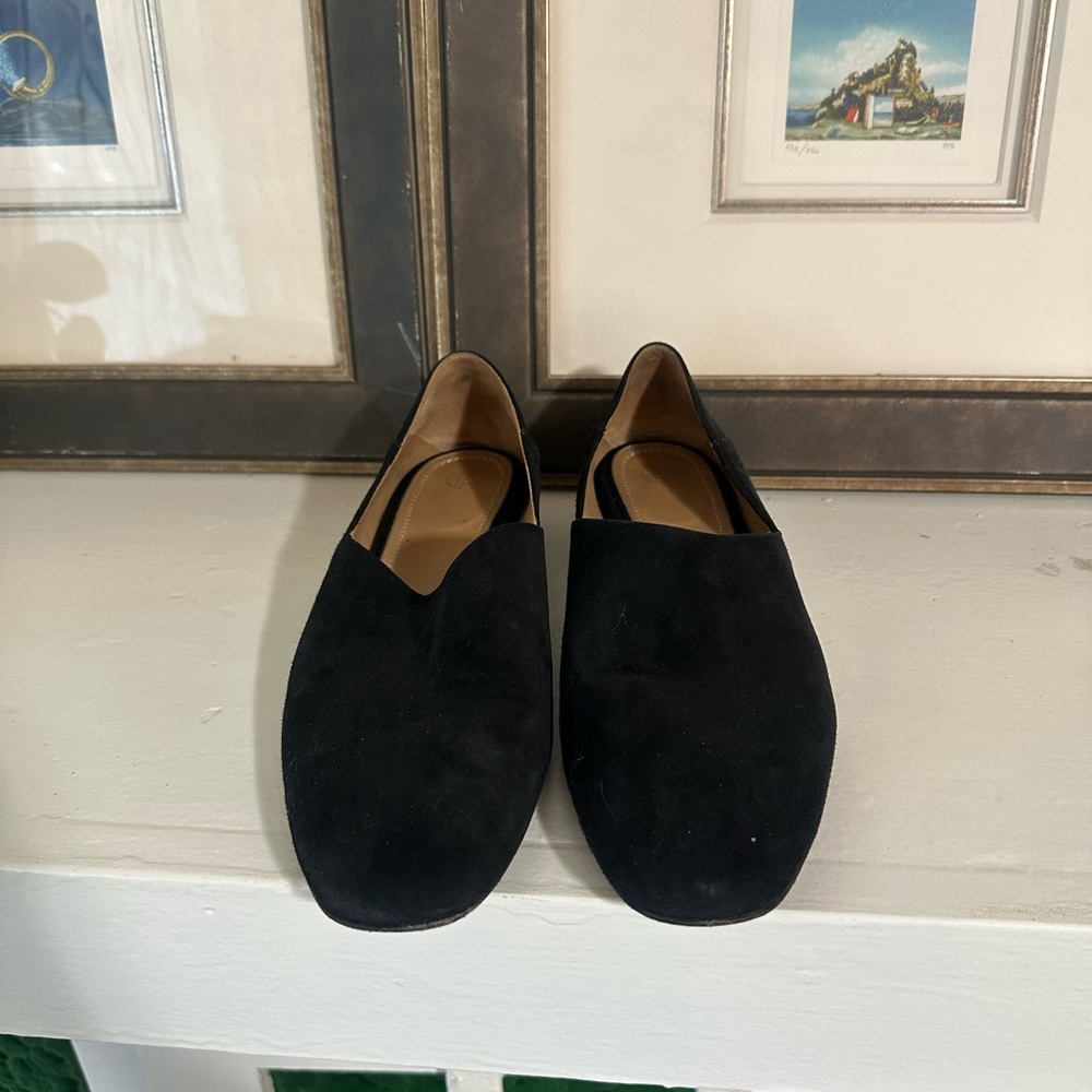 The Row Black Suede Slip-On Loafers